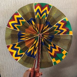 🛑 SALE **African Fabric Print Folding Fan**